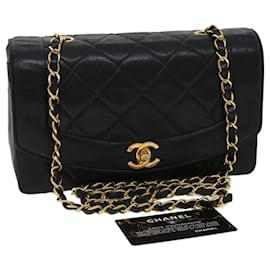 Chanel-CHANEL Bolso de hombro Diana Matelasse Piel de cordero Negro CC Auth 31443-Negro
