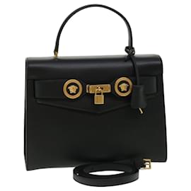 Versace-VERSACE Hand Bag Leather 2way Black DBFG311 auth 31495a-Black