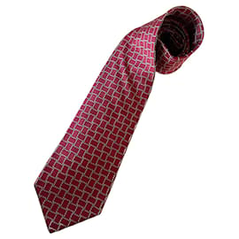 Autre Marque-Cravate Sulka rouge à motifs géométrique-Rouge