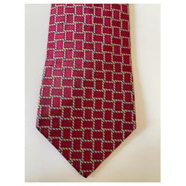 Autre Marque-Gravata vermelha Sulka com padrões geométricos-Vermelho