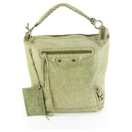 Balenciaga-Olive Taupe Agneau Leather The Day Hobo-Other