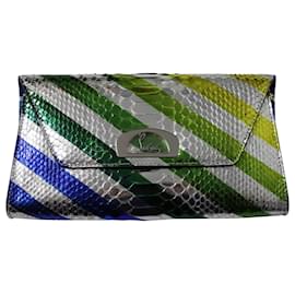 Christian Louboutin-Christian Louboutin Pochette Vero-Dodat Python en Cuir Multicolore-Multicolore