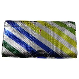 Christian Louboutin-Christian Louboutin Pochette Vero-Dodat Python en Cuir Multicolore-Multicolore