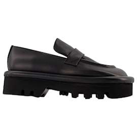 JW Anderson-Bumper Chunky Flats in Black Leather-Black