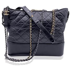 Chanel-Black Quilted Leather Gabrielle Large Hobo Shoulder Bag-Black