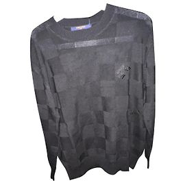 Louis Vuitton Rundhalspullover Schwarz Damier Muster Gr M Schwarz