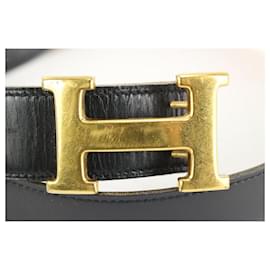 Hermès-Size 100 Black x Brown x Gold 32mm Reversible H Logo Belt Kit-Other