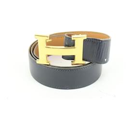 Hermès-Size 85 Black x Brown x Gold 32mm Reversible H Logo Belt Kit-Other