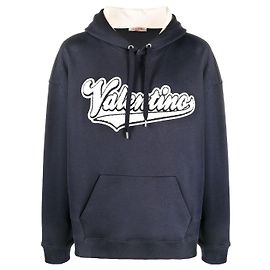 Valentino Garavani Sudadera con capucha y parche del logo bordado de Valentino Azul