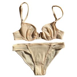 Set intimo Christian Dior con monogramma di Galliano Beige