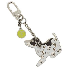 LOUIS VUITTON BijouxSacLV Dog Key Holder metal Silver M00747 LV Auth 31437 Silvery