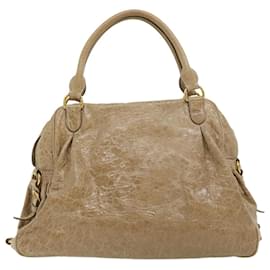 Miu Miu-MiuMiu Hand Bag 2way Leather Beige Auth 31531-Beige