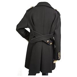 Louis Vuitton Belted Short Wrap Pea Coat, Black, 38