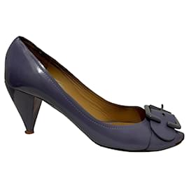 Chloé-Zapatos de tacón peep toe Ricoperto charol de Chloe en color lavanda-Púrpura