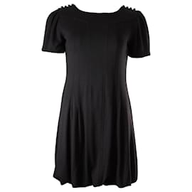 Sportmax-Sportmax Puff Sleeve Mini Dress in Black Wool-Black
