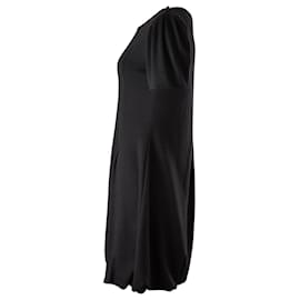 Sportmax-Sportmax Puff Sleeve Mini Dress in Black Wool-Black