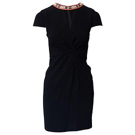 Robe Brodée Maje Fraicheur en Acétate Noir Noir