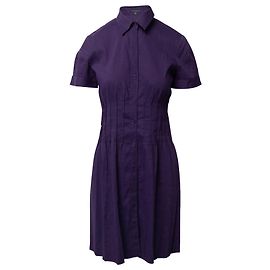Theory Kleid mit plissierter Taille aus violettem Leinen Lila