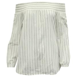 Michael Kors-Off the shoulder top, striped fabric, 3/4 length sleeves-White