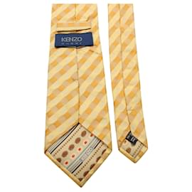 Kenzo-Kenzo Orange & Yellow Checked Tie-Orange