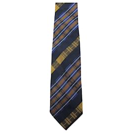 Kenzo-Kenzo Blue & Gold Striped Tie-Blue