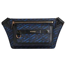 Versace-Versace La Greca Signature Belt Bag-Blue