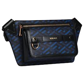 Versace-Versace La Greca Signature Belt Bag-Blue