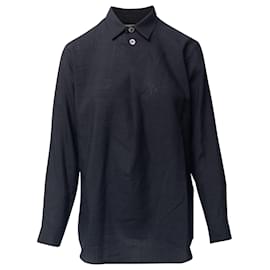 Yohji Yamamoto-Yohji Yamamoto Collared Shirt in Black Wool-Black