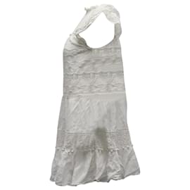 Ulla Johnson-Ulla Johnson Rüschenkleid mit Stehkragen aus weißer Baumwolle-Weiß