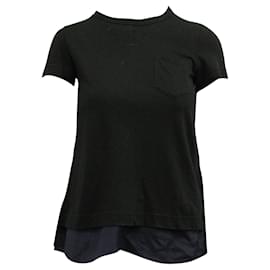 Sacai-Black & Blue T-Shirt with Lace Back-Black
