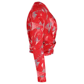 Iro-Iro Gabot Top estampado plissado em seda vermelha-Outro
