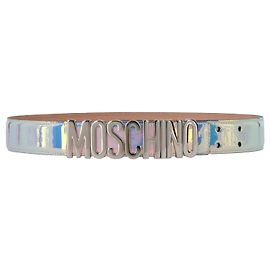 Moschino Iridescent Logo Belt Black