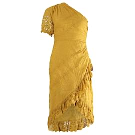 Ulla Johnson-Ulla Johnson Gwyneth Single Sleeve Dress in Yellow Cotton-Yellow