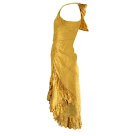 Ulla Johnson-Ulla Johnson Gwyneth Single Sleeve Dress in Yellow Cotton-Yellow