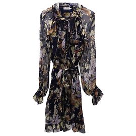 Zimmermann Sabotage Playsuit mit Rüschen aus schwarzem Chiffon mit Print Andere