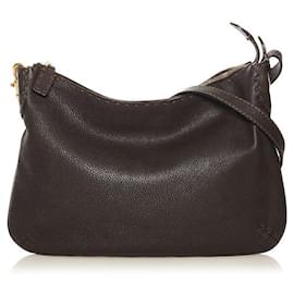 Fendi-fendi Selleria Sac à bandoulière en cuir marron-Marron