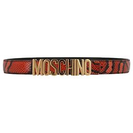 Moschino Logo-Gürtel mit Schlangenmuster Weiß