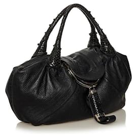 Fendi-fendi Spy Leather Hobo Bag black-Black