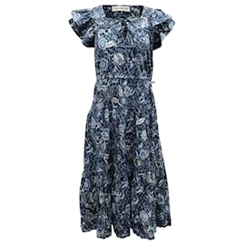 Ulla Johnson-Ulla Johnson Zuma Paisley Tiered Dress in Blue Cotton-Blue