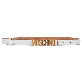 Cinto de couro com logotipo Moschino Branco