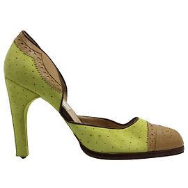 Givenchy Beige & Lime Green Two Tone High Heels Green