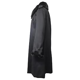 Fendi-Fendi Weasel Fur Trimmed Coat in Black Cupro-Black