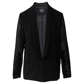 Maje-Maje Velvet Sleeve Blazer in Black Acetate-Black