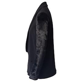 Maje-Maje Velvet Sleeve Blazer in Black Acetate-Black