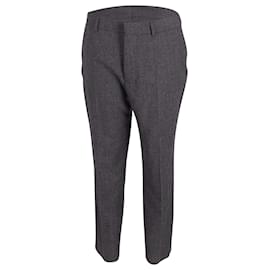 Ami Paris-Ami Paris Straight Cut Trousers in Grey Wool-Grey