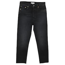 Re/Done-Jeans Distressed Re/Done em algodão preto-Preto