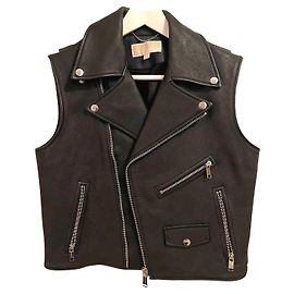 Veste sans manches Michael Kors en cuir noir Noir