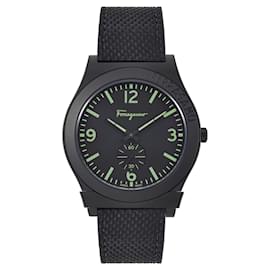 Salvatore Ferragamo-Ferragamo Gancini Leather Watch-Black