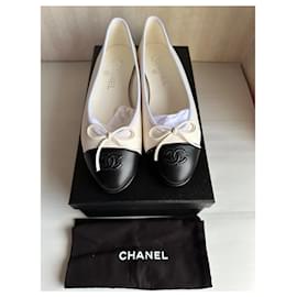 Chanel-Bailarinas Pisos-Blanco