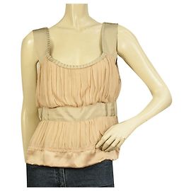 Philosophy Di Alberta Ferretti Philosophy Alberta Ferretti Pink Beige Silk Pleated Camisole Cami Top - Size 46 Pink